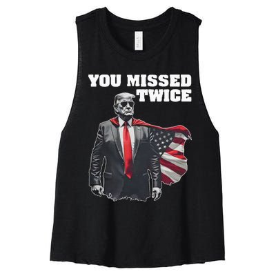 You Missed Twice Trum Women's Racerback Cropped Tank