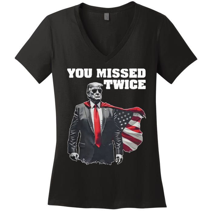 You Missed Twice Trum Women's V-Neck T-Shirt