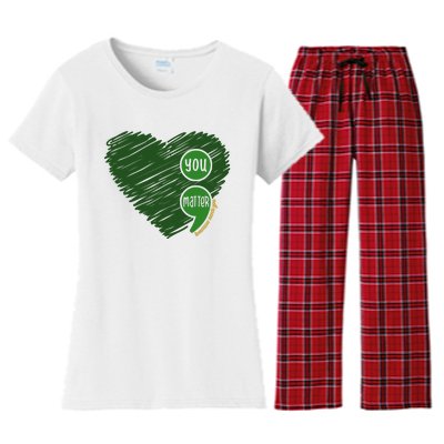 You Matter Tomorrow Needs You Mental Health Awareness Heart Women's Flannel Pajama Set