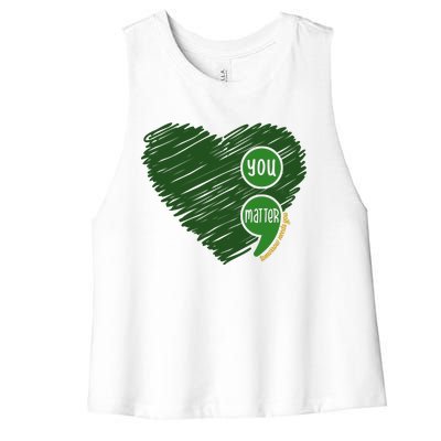 You Matter Tomorrow Needs You Mental Health Awareness Heart Women's Racerback Cropped Tank