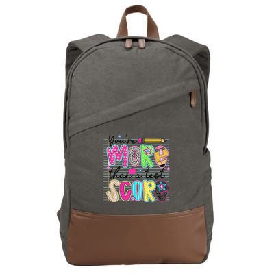Youre More Than A Test Score Dont Stress Do Your Best Cotton Canvas Backpack