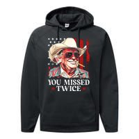 You Missed Twice Western Trump Cowboy Trump 2024 Us Flag Performance Fleece Hoodie