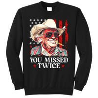 You Missed Twice Western Trump Cowboy Trump 2024 Us Flag Sweatshirt