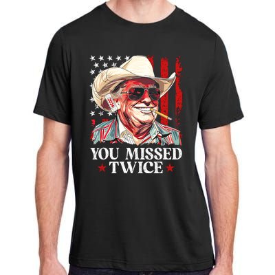 You Missed Twice Western Trump Cowboy Trump 2024 Us Flag Adult ChromaSoft Performance T-Shirt