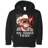 You Missed Twice Western Trump Cowboy Trump 2024 Us Flag Toddler Hoodie