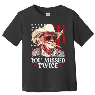 You Missed Twice Western Trump Cowboy Trump 2024 Us Flag Toddler T-Shirt