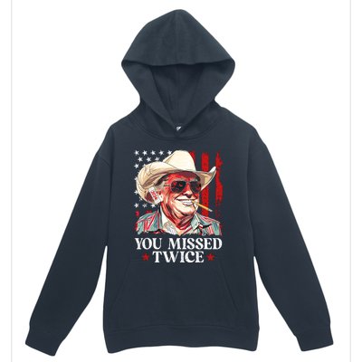 You Missed Twice Western Trump Cowboy Trump 2024 Us Flag Urban Pullover Hoodie