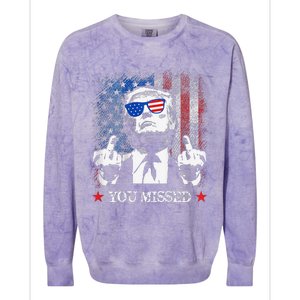 You Missed Trump 2024 Us American Flag Colorblast Crewneck Sweatshirt