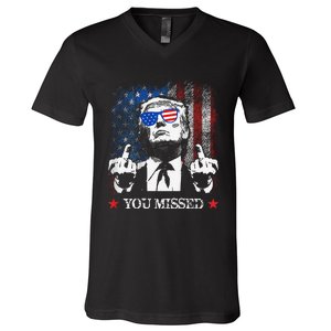 You Missed Trump 2024 Us American Flag V-Neck T-Shirt