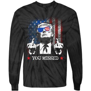 You Missed Trump 2024 Us American Flag Tie-Dye Long Sleeve Shirt