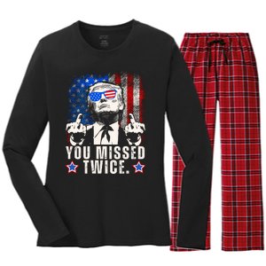 You Missed Twice Women's Long Sleeve Flannel Pajama Set 