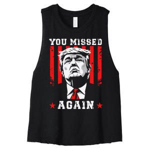 You Missed Twice You Missed Again 20 Trump Vance Election Women's Racerback Cropped Tank