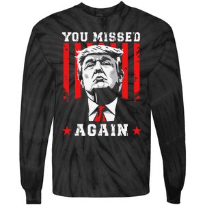 You Missed Twice You Missed Again 20 Trump Vance Election Tie-Dye Long Sleeve Shirt