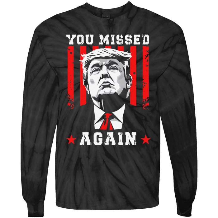 You Missed Twice You Missed Again 20 Trump Vance Election Tie-Dye Long Sleeve Shirt