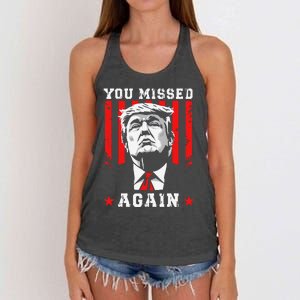 You Missed Twice You Missed Again 20 Trump Vance Election Women's Knotted Racerback Tank