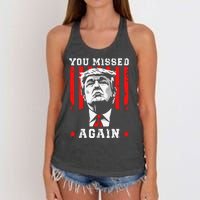 You Missed Twice You Missed Again 20 Trump Vance Election Women's Knotted Racerback Tank