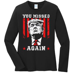 You Missed Twice You Missed Again 20 Trump Vance Election Ladies Long Sleeve Shirt