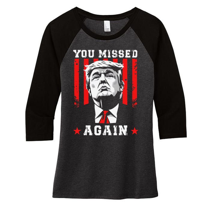 You Missed Twice You Missed Again 20 Trump Vance Election Women's Tri-Blend 3/4-Sleeve Raglan Shirt