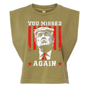 You Missed Twice You Missed Again 20 Trump Vance Election Garment-Dyed Women's Muscle Tee