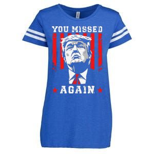 You Missed Twice You Missed Again 20 Trump Vance Election Enza Ladies Jersey Football T-Shirt