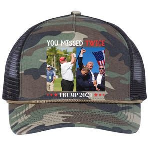 You Missed Twice Trump Florida Trump 2024 Retro Rope Trucker Hat Cap