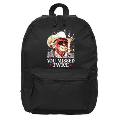 You Missed Twice Western Trump Cowboy Trump 2024 Us Flag 16 in Basic Backpack