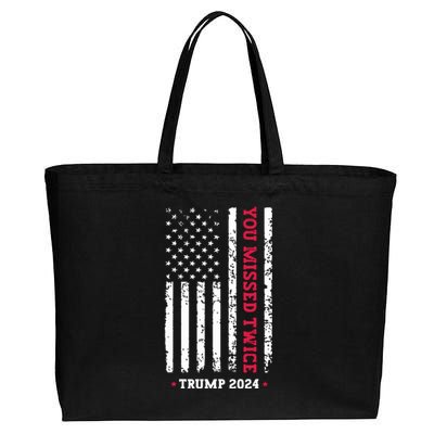 You Missed Twice You Missed Again Trump 2024 Cotton Canvas Jumbo Tote