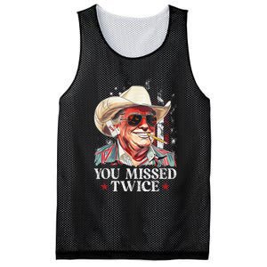 You Missed Twice Western Trump Cowboy Trump 2024 Us Flag Mesh Reversible Basketball Jersey Tank