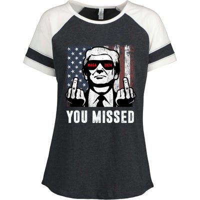 You Missed Trump Fingers Usa Maga 2024 Trump 2024 You Missed Patriotic Enza Ladies Jersey Colorblock Tee