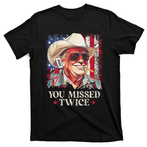 You Missed Twice Western Cowboy Trump 2024 Us Flag T-Shirt