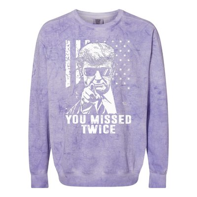 You Missed Twice Trump 2024 Us American Flag Colorblast Crewneck Sweatshirt