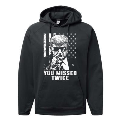 You Missed Twice Trump 2024 Us American Flag Performance Fleece Hoodie