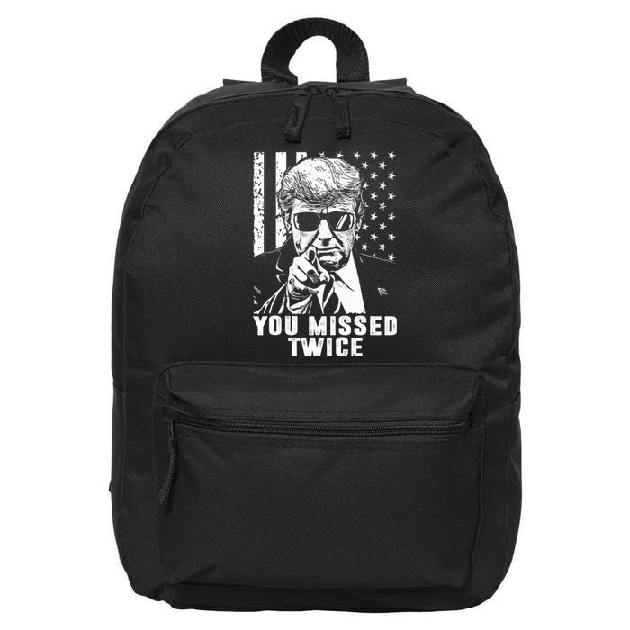 You Missed Twice Trump 2024 Us American Flag 16 in Basic Backpack