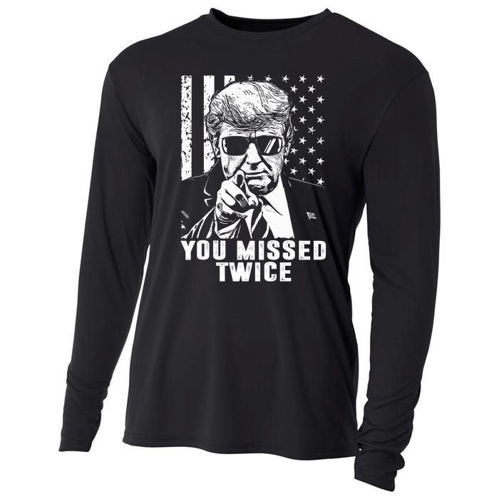 You Missed Twice Trump 2024 Us American Flag Cooling Performance Long Sleeve Crew