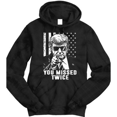 You Missed Twice Trump 2024 Us American Flag Tie Dye Hoodie