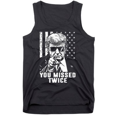 You Missed Twice Trump 2024 Us American Flag Tank Top