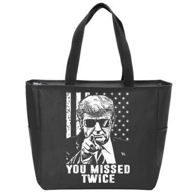 You Missed Twice Trump 2024 Us American Flag Zip Tote Bag