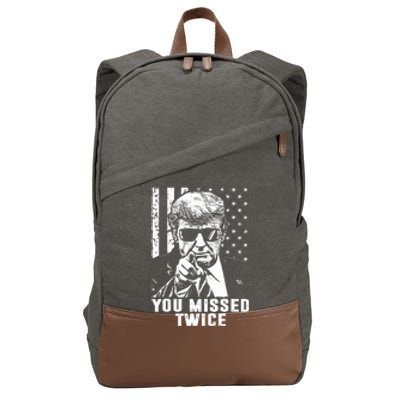 You Missed Twice Trump 2024 Us American Flag Cotton Canvas Backpack