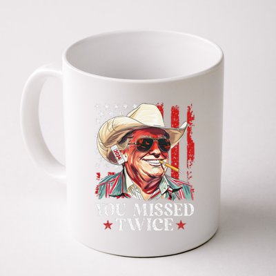 You Missed Twice Western Trump Cowboy Trump 2024 Us Flag Gift Coffee Mug