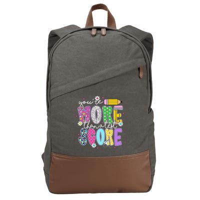 Youre More Than A Test Score Test Day Teacher Student Cotton Canvas Backpack