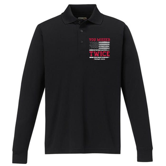 You Missed Twice Trump Assassination Attempt Performance Long Sleeve Polo