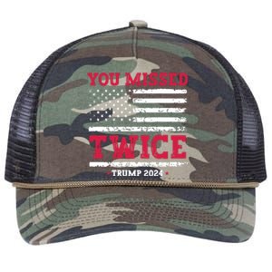 You Missed Twice Trump Assassination Attempt Retro Rope Trucker Hat Cap