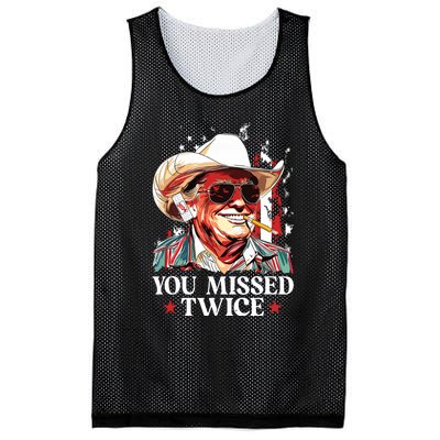 You Missed Twice Western Trump Cowboy Trump 2024 Us Flag Mesh Reversible Basketball Jersey Tank