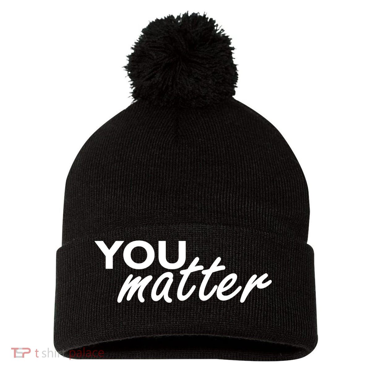 To The Person Behind Me You Are Amazing Beautiful Front & Back Pom Pom 12in Knit Beanie