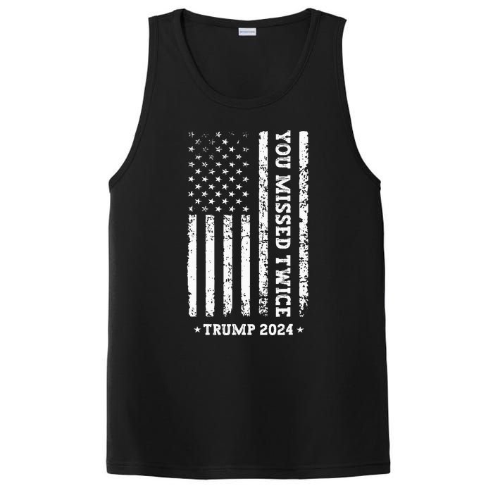 You Missed Twice You Missed Again Trump 2024 Us Flag PosiCharge Competitor Tank