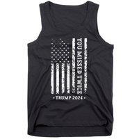 You Missed Twice You Missed Again Trump 2024 Us Flag Tank Top