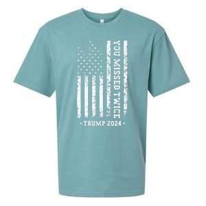 You Missed Twice You Missed Again Trump 2024 Us Flag Sueded Cloud Jersey T-Shirt