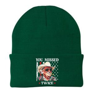 You Missed Twice Western Trump Cowboy Trump 2024 Knit Cap Winter Beanie