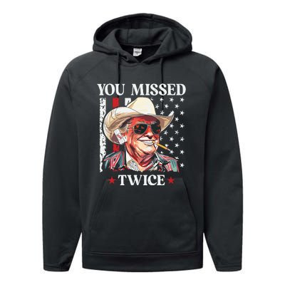 You Missed Twice Western Trump Cowboy Trump 2024 Performance Fleece Hoodie