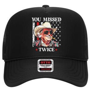 You Missed Twice Western Trump Cowboy Trump 2024 High Crown Mesh Back Trucker Hat